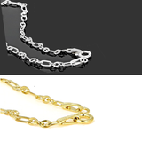 Set of 2 Italian 18k /Silver & Sterling Silver Twisted Figaro Link Necklace Chains (18 in.)