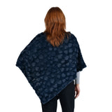 Comfy, Cozy & Fashionable HEART Pattern Faux Fur Poncho - One Size Fits Most ( NAVY/BLUE )