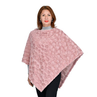 Comfy, Cozy & Fashionable HEART Pattern Faux Fur Poncho - One Size Fits Most ( LIGHT PINK )