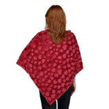 Comfy, Cozy & Fashionable HEART Pattern Faux Fur Poncho - One Size Fits Most ( BURGUNDY/RED )