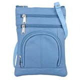 100% Genuine Leather Crossbody Messenger RFID Protected Bag in LIGHT BLUE