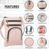 100% Genuine Leather Crossbody Messenger RFID Protected Bag in PINK