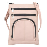 100% Genuine Leather Crossbody Messenger RFID Protected Bag in PINK