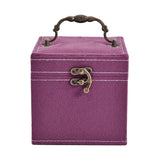 Velvet Three Layer Jewelry Box with Mirror, Handle and Lock In PURPLE