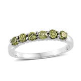 Stainless Steel Peridot 6 Gemstone Stackable Ring