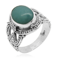 Sterling Silver DR Larimar Openwork Ring (Handmade in Bali) size 7.25