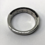 Sterling Silver Black Diamond & Black Diamond Side Accents Stackable Band Ring