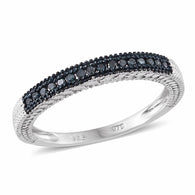 Sterling Silver Channel Set Black Diamond Stackable Band Ring