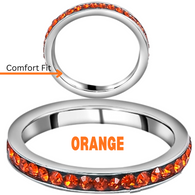 ORANGE Stainless Steel Metal Austrian Crystal Eternity Band Stackable Ring