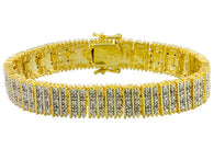 14K Yellow Gold over Brass 1.00 Carat Diamond Wide Line Bracelet (7 in)