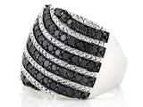 Rhodium over Sterling Silver 1.50 ct. BLACK DIAMOND Statement Ring