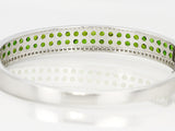 7" Rhodium Sterling Silver CHROME DIOPSIDE & ZIRCON Bangle Bracelet