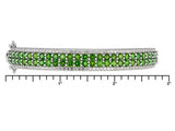 7" Rhodium Sterling Silver CHROME DIOPSIDE & ZIRCON Bangle Bracelet