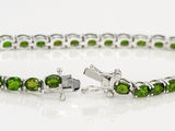 Sterling Silver Russian 12cts Chrome Diopside Tennis Line Bracelet (7.00 in)