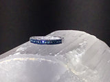 Decorative Platinum Sterling Silver Channel Set BLUE DIAMOND Band Ring