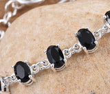 Sterling Silver Thai Black Spinel 7 Gemstone Bracelet ( 6-7 in)