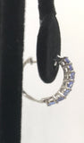 Platinum over Sterling Silver Tanzanite Hoop Earrings