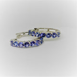 Platinum over Sterling Silver Tanzanite Hoop Earrings