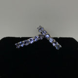 Platinum over Sterling Silver Tanzanite Hoop Earrings