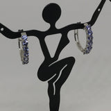 Platinum over Sterling Silver Tanzanite Hoop Earrings