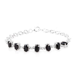 Sterling Silver Thai Black Spinel 7 Gemstone Bracelet ( 6-7 in)