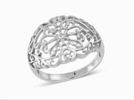 Sterling Silver Filigree Scroll work Open Ring (4.2 g)