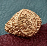 14K Yellow Gold over Sterling Silver Filigree Floral Style Ring (5 g)