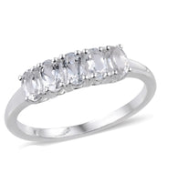 Sterling Silver White TOPAZ Oval Shaped 5 Gemstone Ring (size 5)