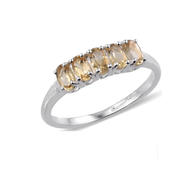 Sterling Silver Brazilian CITRINE Oval Shaped 5 Gemstone Ring (size 5)