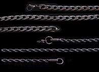 SET of 2 Black Rhodium Stainless Steel Enlarged CURB & ROPE Chain 24" Unisex