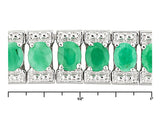 Rhodium/Sterling Silver 14cts. Oval EMERALD Halo Line Tennis Bracelet (8 in)