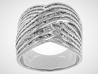 Rhodium/Sterling Silver 1ct. White DIAMOND Crisscross Band Ring (Size 6)