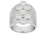 Rhodium over Sterling Silver CZ Cubic Zirconia Floral Design Ring