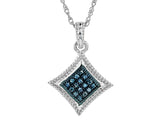 Rhodium/Sterling Silver Blue DIAMOND Set of Earrings, Pendant, Chain and Ring (size 6)