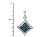 Rhodium/Sterling Silver Blue DIAMOND Set of Earrings, Pendant, Chain and Ring (size 6)