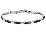 Rhodium/Sterling Silver " X " 1.50 ct Blue Diamond Bracelet (7.50 in)