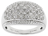 Rhodium Over Sterling Silver .25 ct. White DIAMOND Pave Cluster Band Ring (size 5 only)