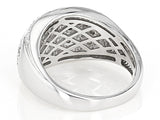 Rhodium Over Sterling Silver .25 ct. White DIAMOND Pave Cluster Band Ring (size 5 only)