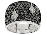 Rhodium over Sterling Silver Black & White Diamond Luxury Band Ring