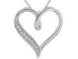 Rhodium over Sterling Silver white DIAMOND Heart Pendant & 18" Chain