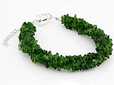 Rhodium/Sterling Silver 80 cts Chrome Diopside Chip Adjustable Magnetic Bracelet