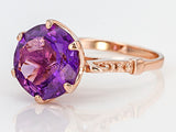 18K Rose Gold/Sterling Silver 5 ct. round Brazilian AMETHYST Solitaire Ring