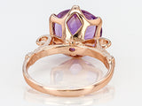 18K Rose Gold/Sterling Silver 5 ct. round Brazilian AMETHYST Solitaire Ring