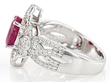 Rhoduim over Sterling Silver 1.82ct Burmese RUBY Antique Style Ring