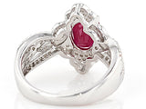 Rhoduim over Sterling Silver 1.82ct Burmese RUBY Antique Style Ring