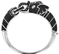 Black Rhodium/Sterling Silver BLACK SPINEL Elephant Cuff Bangle Bracelet (6.5 in)