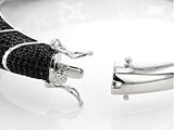 Black Rhodium/Sterling Silver BLACK SPINEL Elephant Cuff Bangle Bracelet (6.5 in)