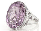 Rhodium over Sterling Silver 22 ct. Lavender AMETHYST & White TOPAZ Halo Statement Ring