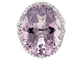 Rhodium over Sterling Silver 22 ct. Lavender AMETHYST & White TOPAZ Halo Statement Ring