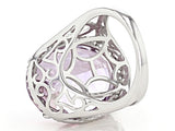 Rhodium over Sterling Silver 22 ct. Lavender AMETHYST & White TOPAZ Halo Statement Ring